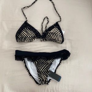 BLACK LACE ZEBRA BIKINI SET